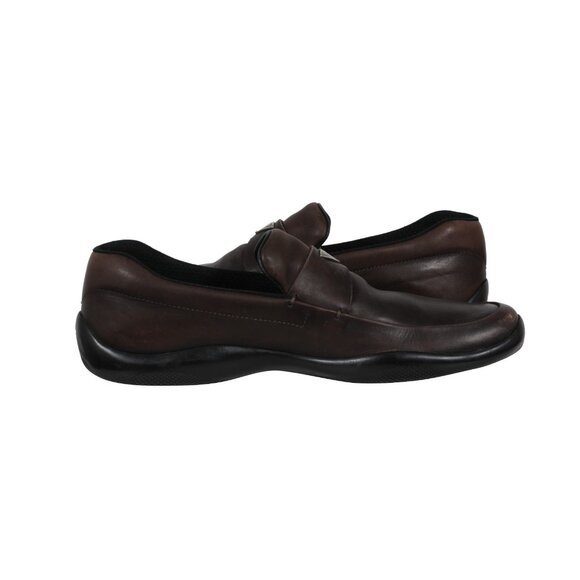 Prada Men Traingle Logo Plaque Loafers Size US 11 UK 10 Brown Leather Slip On - Picture 8 of 10